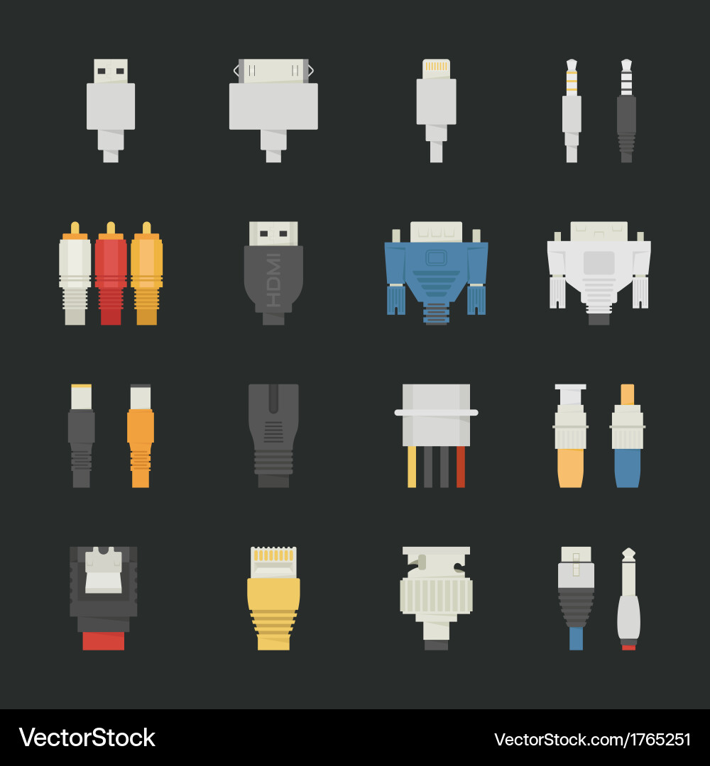 Computer Cable Icons - Network & Data vector image