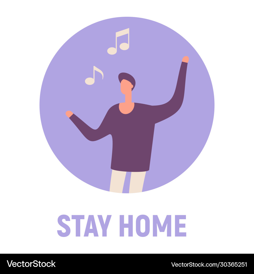Concept with man on quarantine and self isolation Vector Image