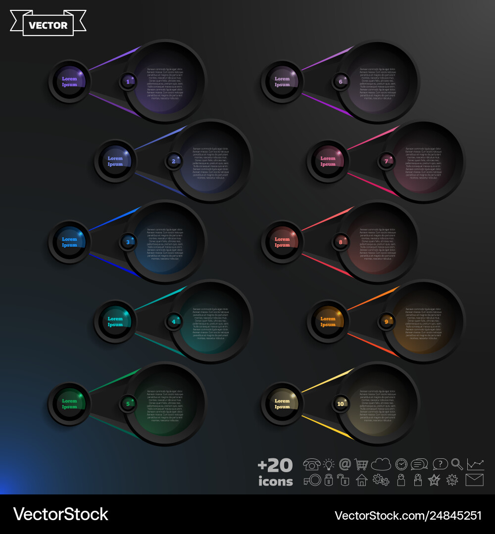 Infographic design list with colorful circles Infographic design list with colorful circles Vector Image