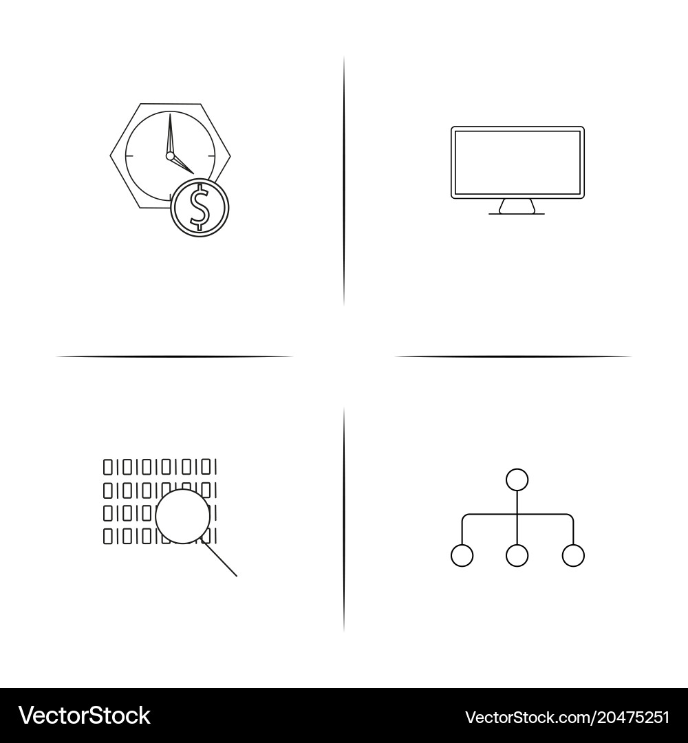 Internet security simple linear icons set vector image