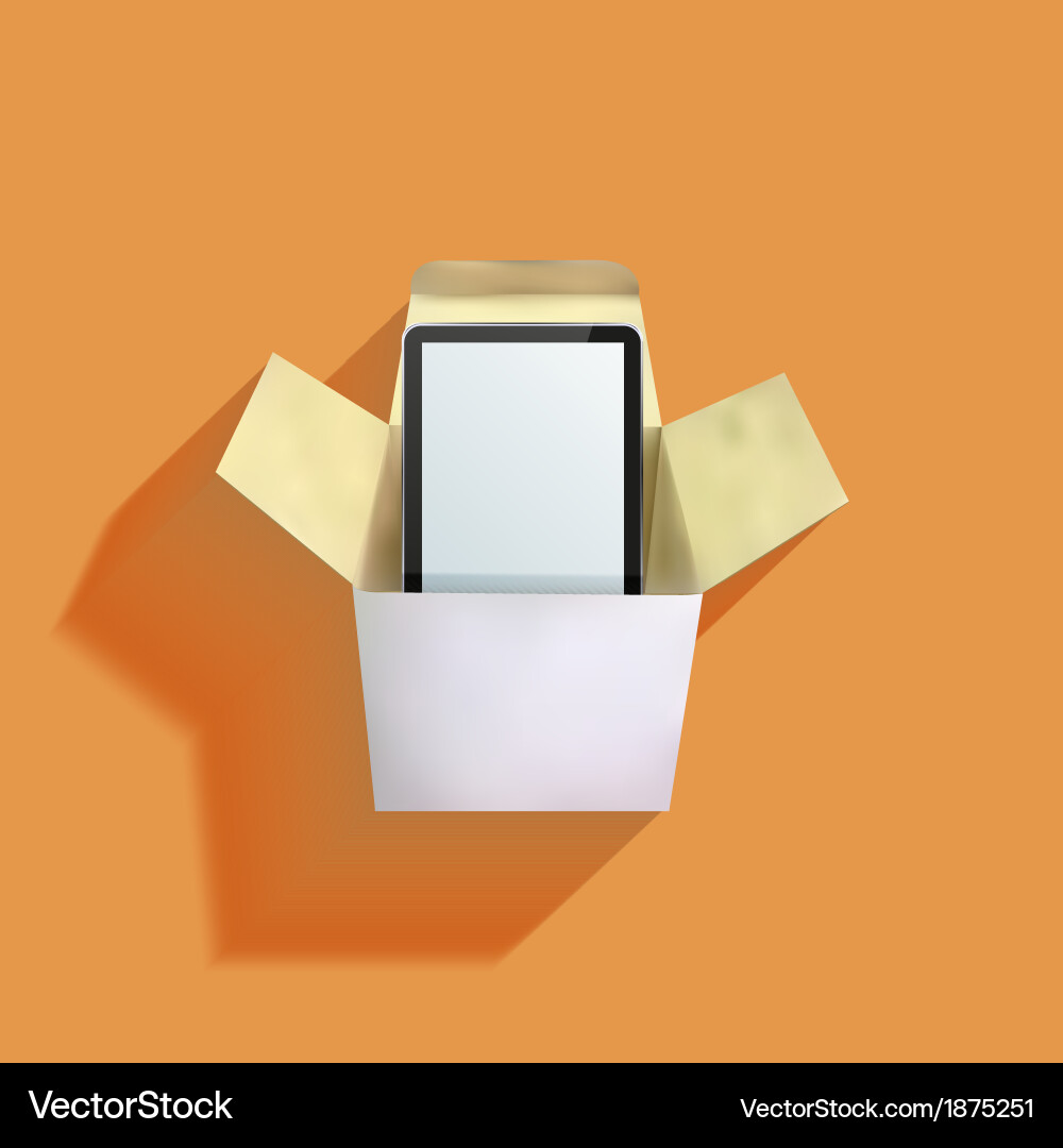 Modern computer tablet in box eps10 vector image