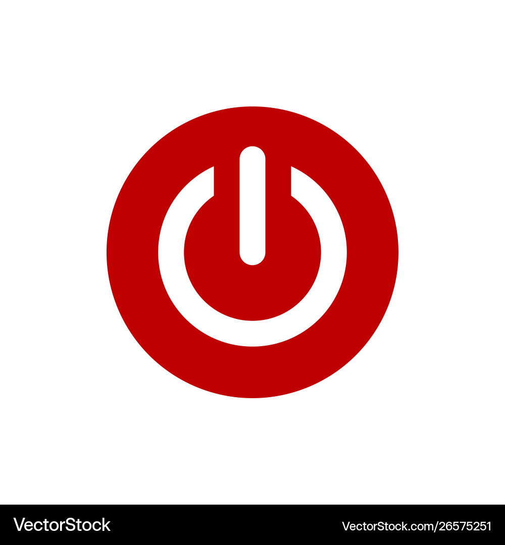 Power Button Icon - Red & White vector image