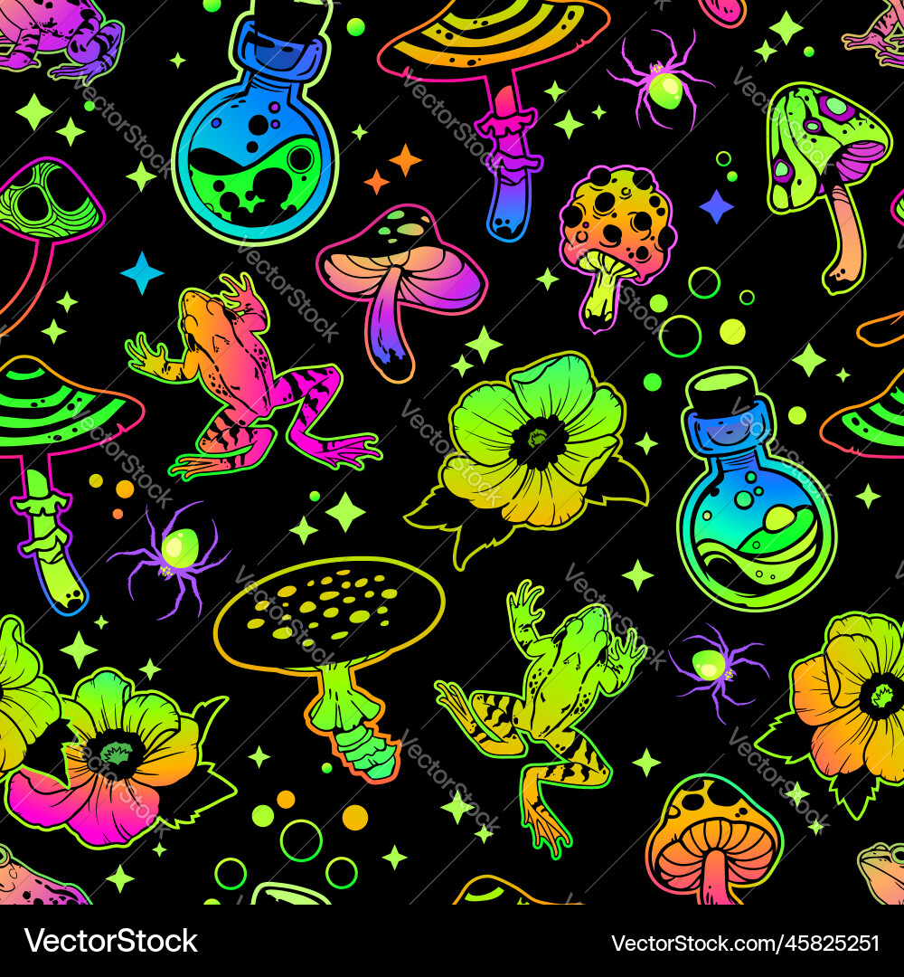 Psychedelic Mushroom Pattern Vector Image