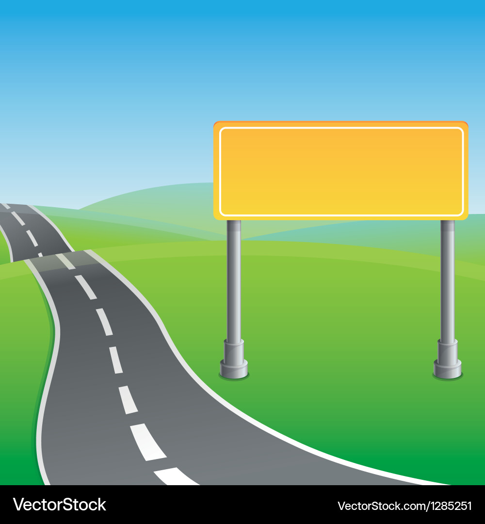 Road Sign with Green Landscape Royalty Free Vector Image