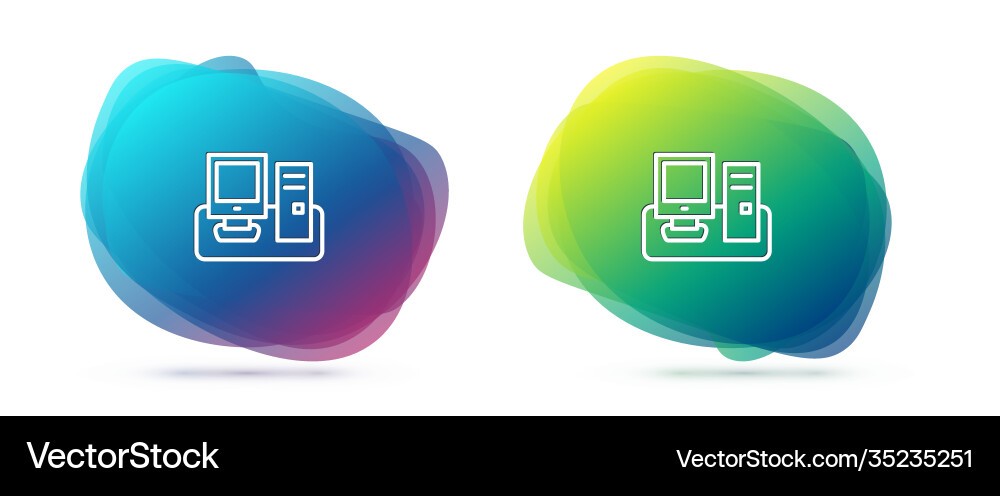Set line computer monitor with keyboard and mouse Vector Image