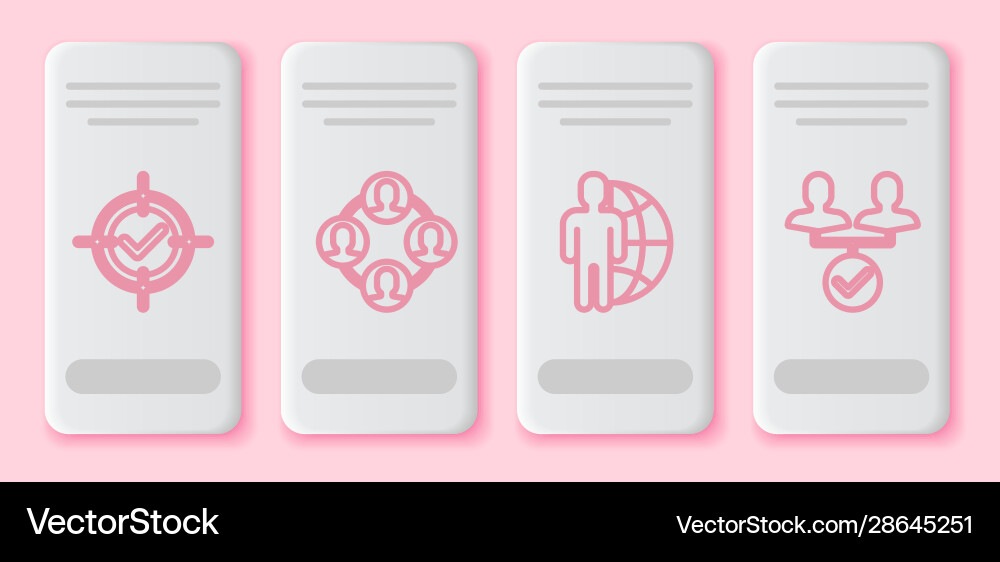 Set line target and check mark project team base vector image
