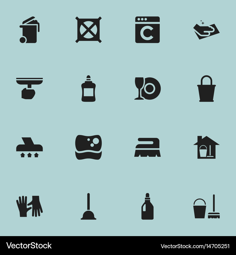 Set of 16 editable cleanup icons includes symbols Vector Image