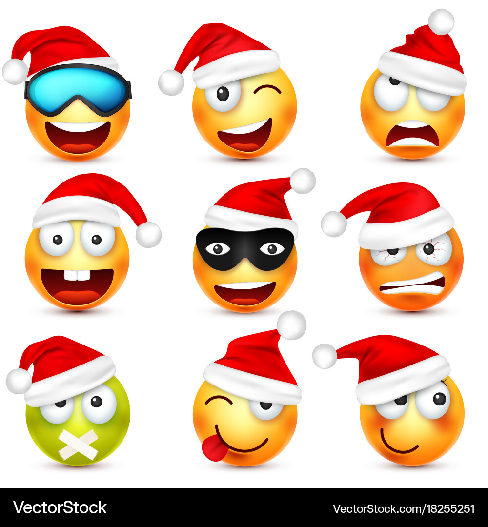 Smileyemoticon set yellow face with emotions Vector Image