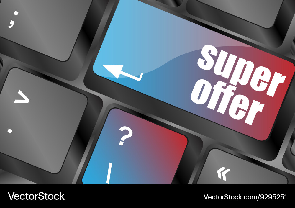Super offer text on laptop computer keyboard keys vector image