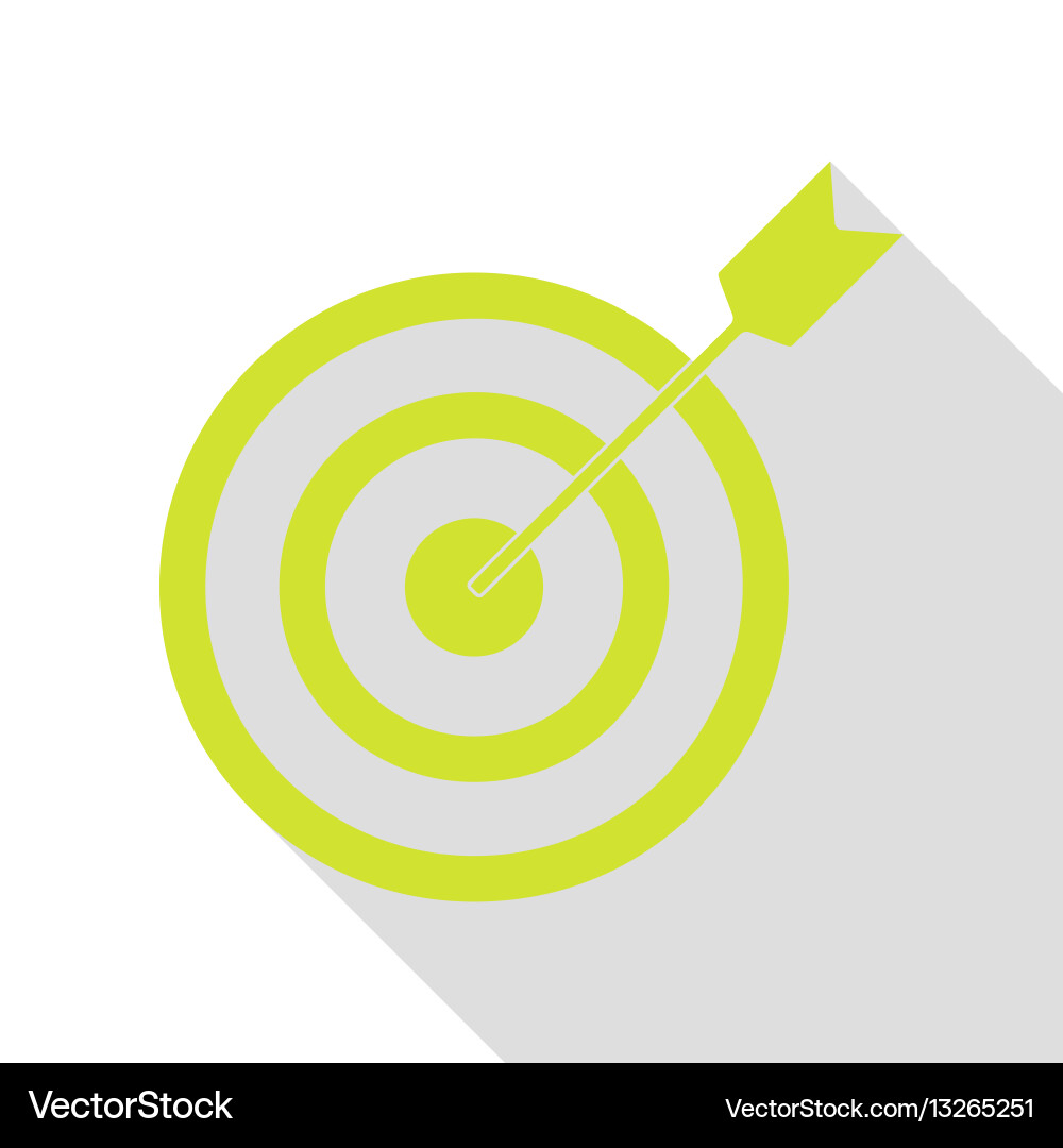 Target with dart pear icon flat style shadow vector image