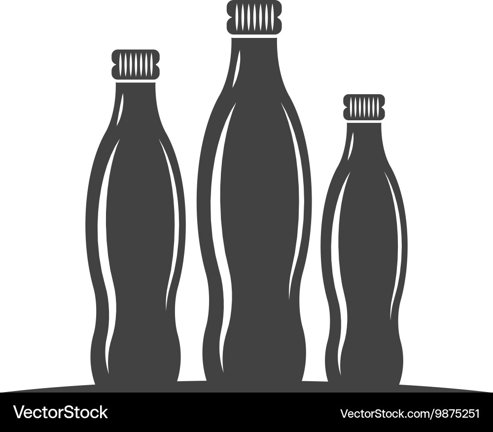 Three bottles with screw cap black icon logo Vector Image