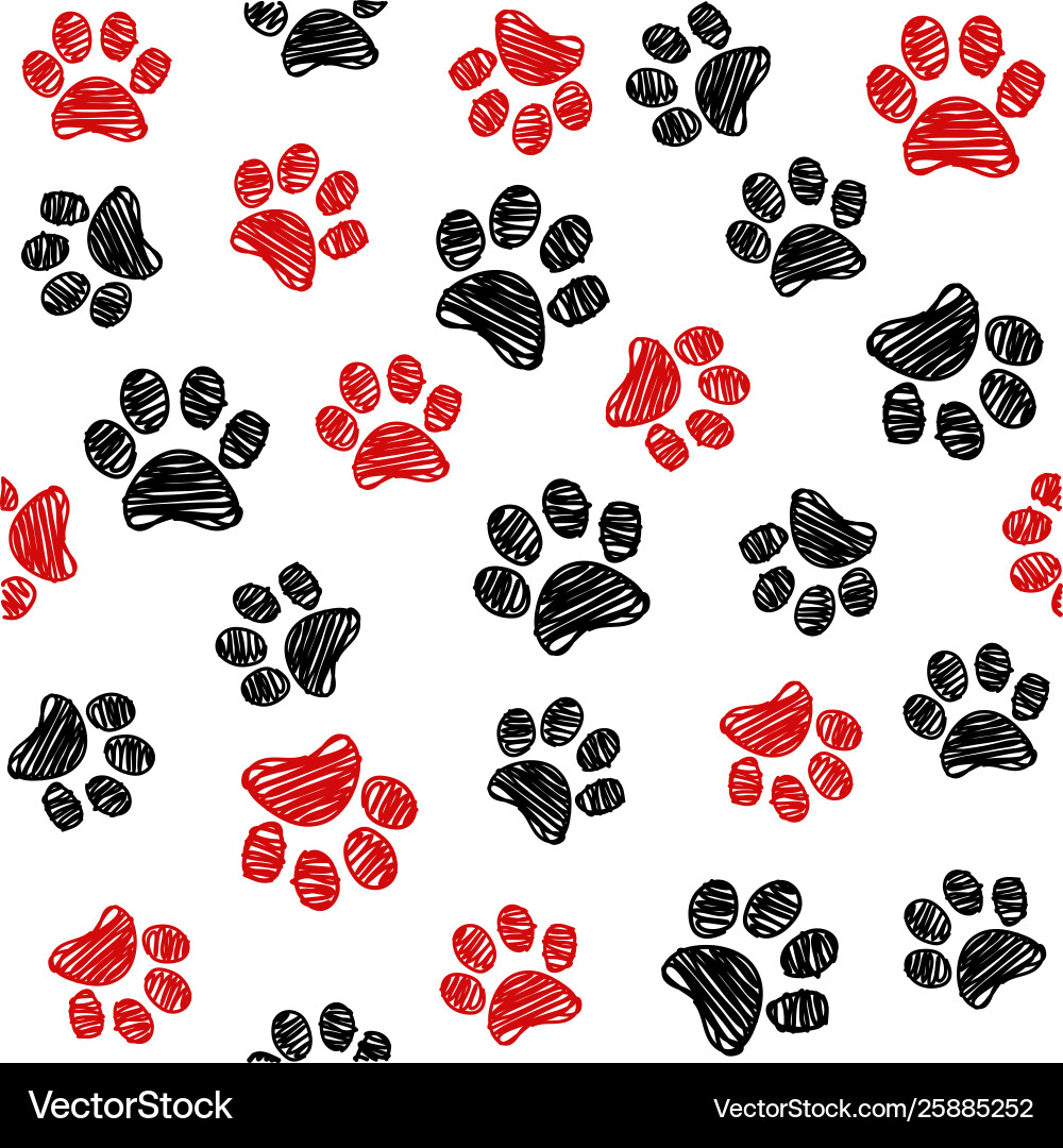 Doodle Dog Paw Pattern vector image