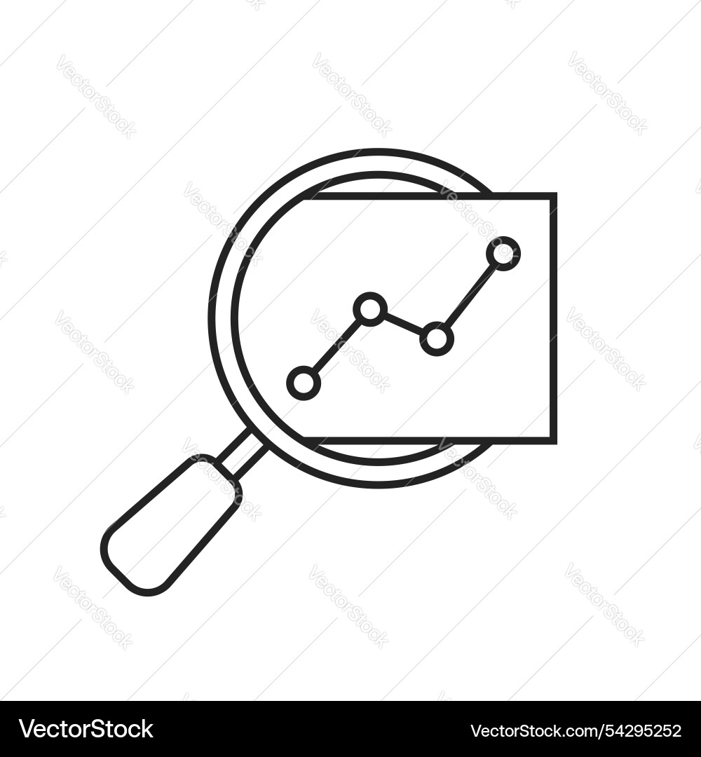 Insight icon like thin line magnifier with graph Insight icon like thin line magnifier with graph Vector Image