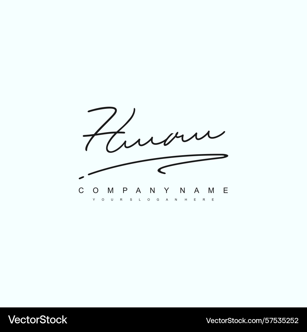 Minimal signature logo design with hv initials Minimal signature logo design with hv initials Vector Image