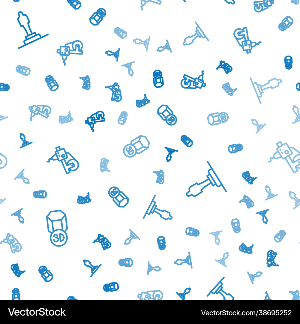 Set line 3d printer model and on seamless pattern Vector Image