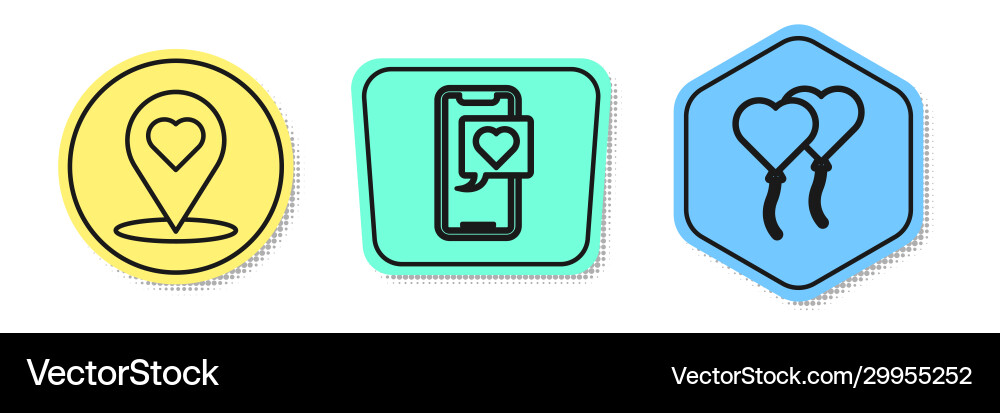 Set line map pointer with heart smartphone Set line map pointer with heart smartphone vector image