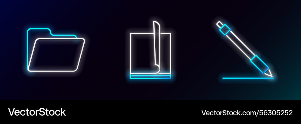 Set line pen document folder and file Set line pen document folder and file vector image