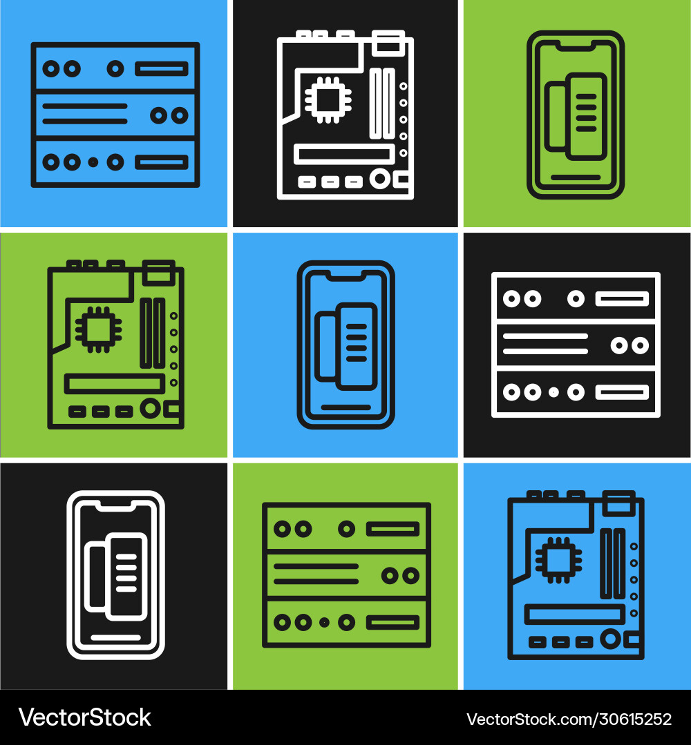 Set line server data web hosting smartphone Set line server data web hosting smartphone vector image