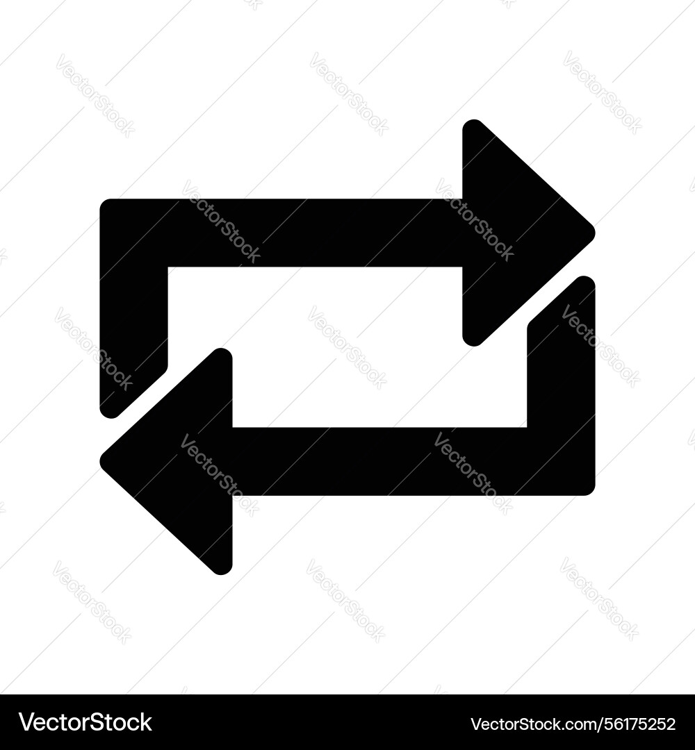 Solid square arrows icon indicating repeat loop Solid square arrows icon indicating repeat loop vector image