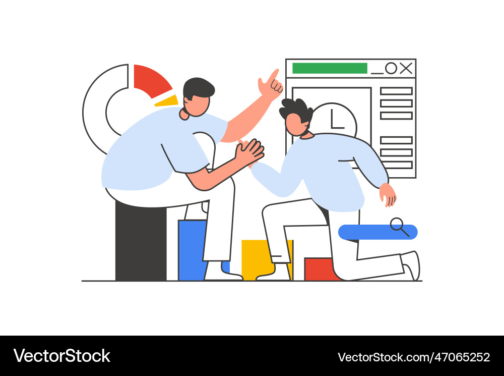 Teamwork outline web concept with character scene Teamwork outline web concept with character scene vector image