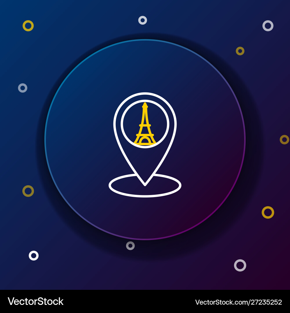 White and yellow line map pointer with eiffel White and yellow line map pointer with eiffel Vector Image