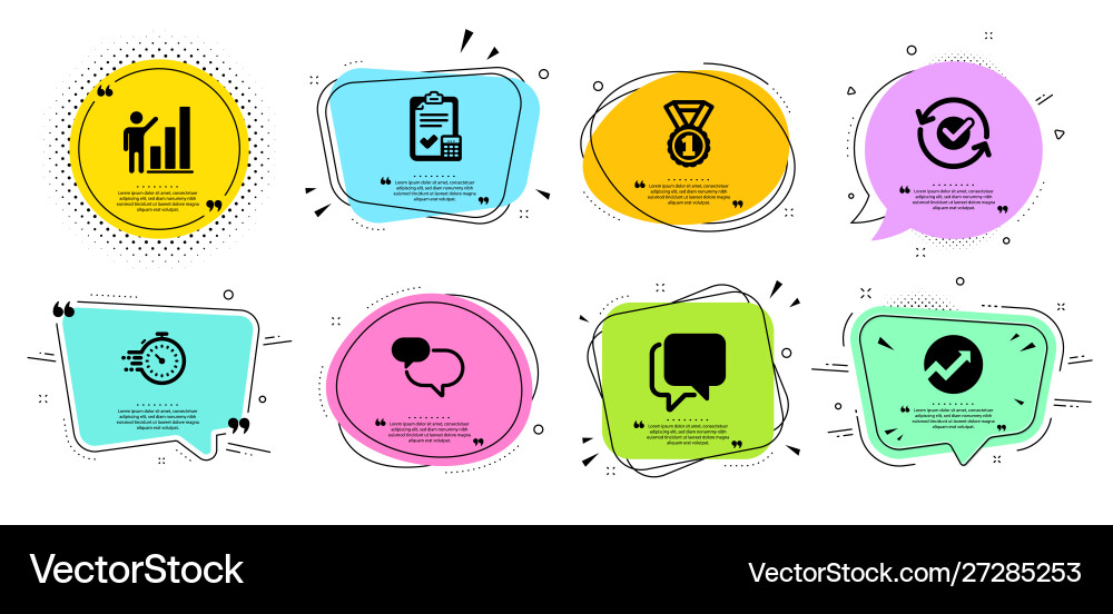 Audit chat message and approved icons set timer Audit chat message and approved icons set timer vector image