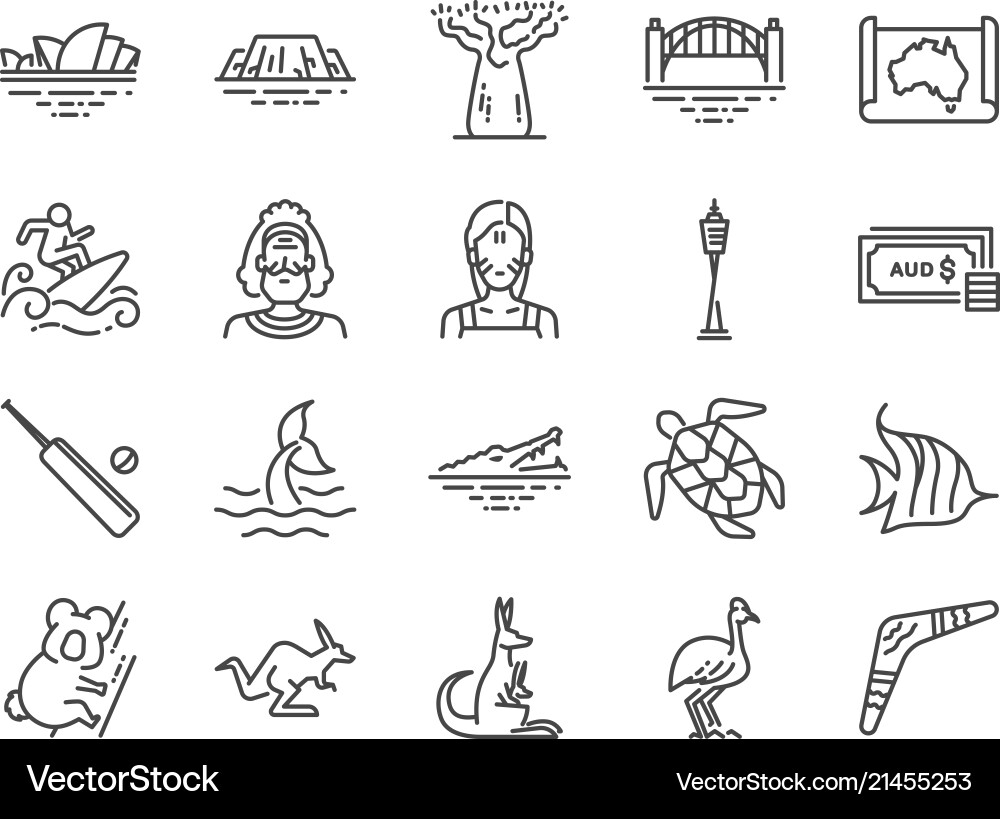 Australia icon set vector image