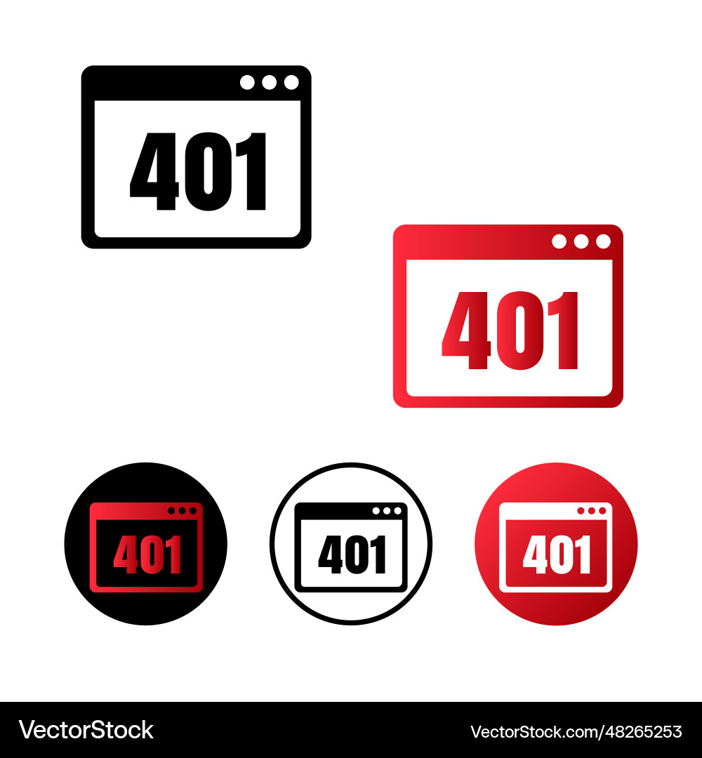 Browser error 401 icon Browser error 401 icon Vector Image