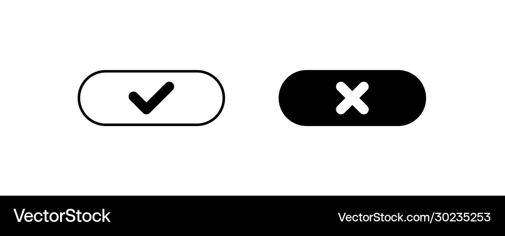 Check mark buttons tick and cross yes Vector Image