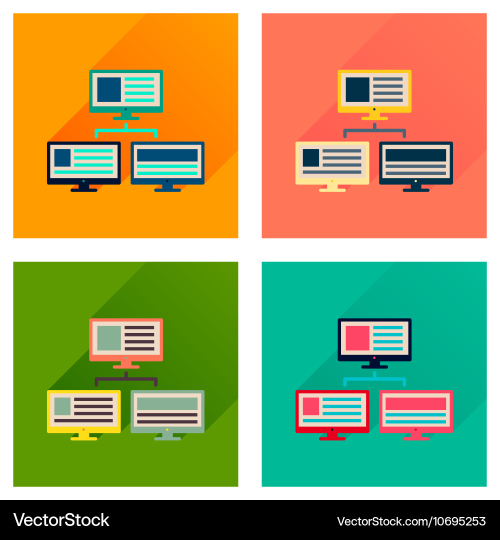 Concept of flat icons with long shadow computer Vector Image
