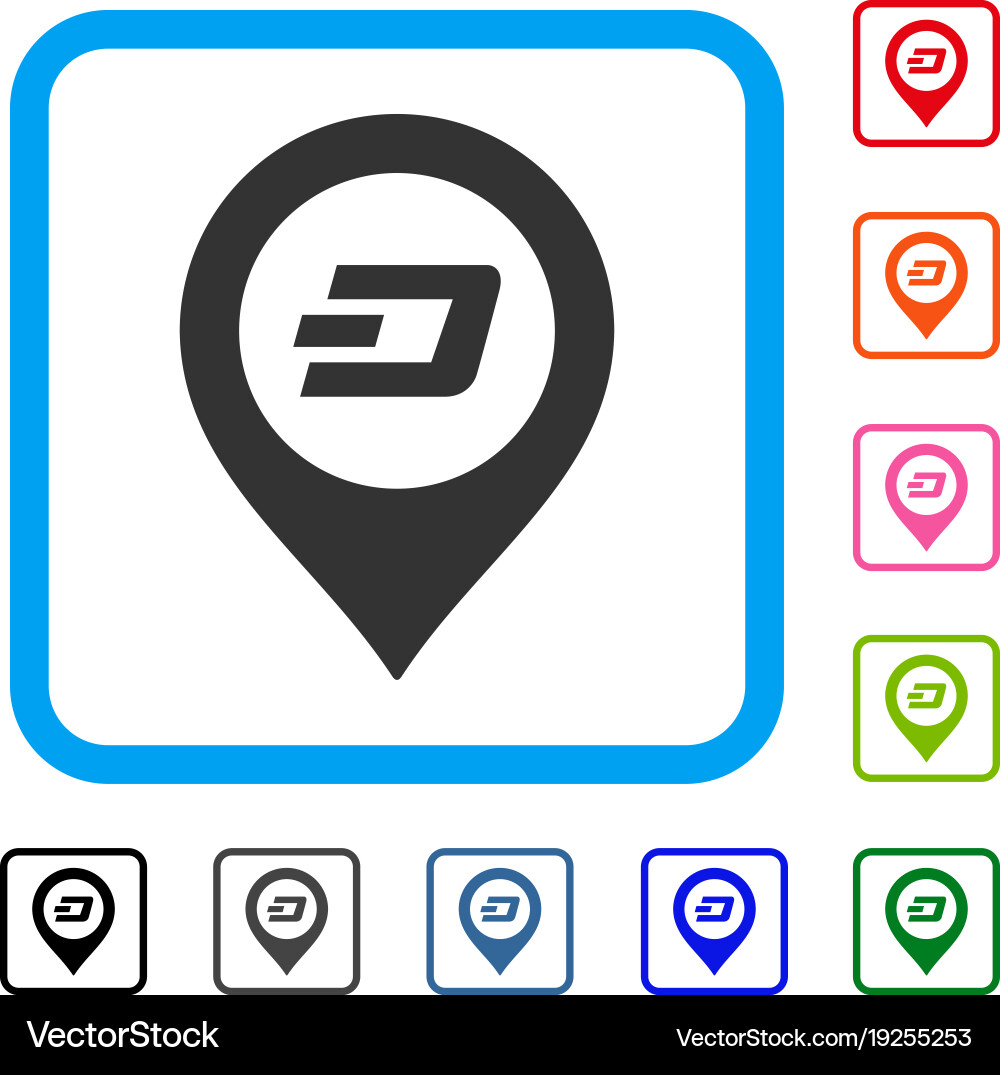 Dash map pointer framed icon Vector Image