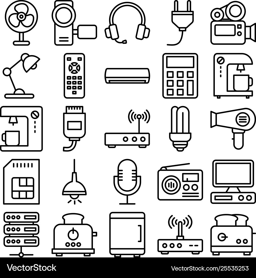 Electronics and devices isolated icons set Vector Image