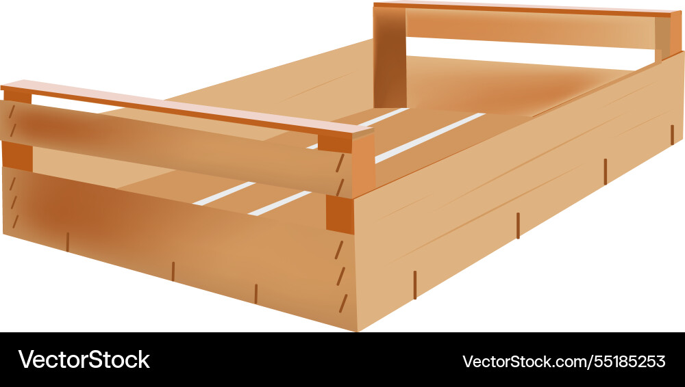 Empty wooden crate with handles for storing vector image