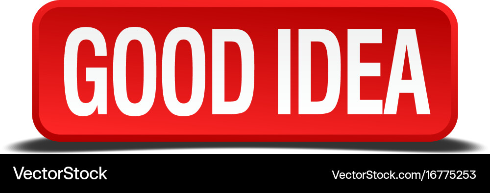 Good idea red 3d square button on white background vector image