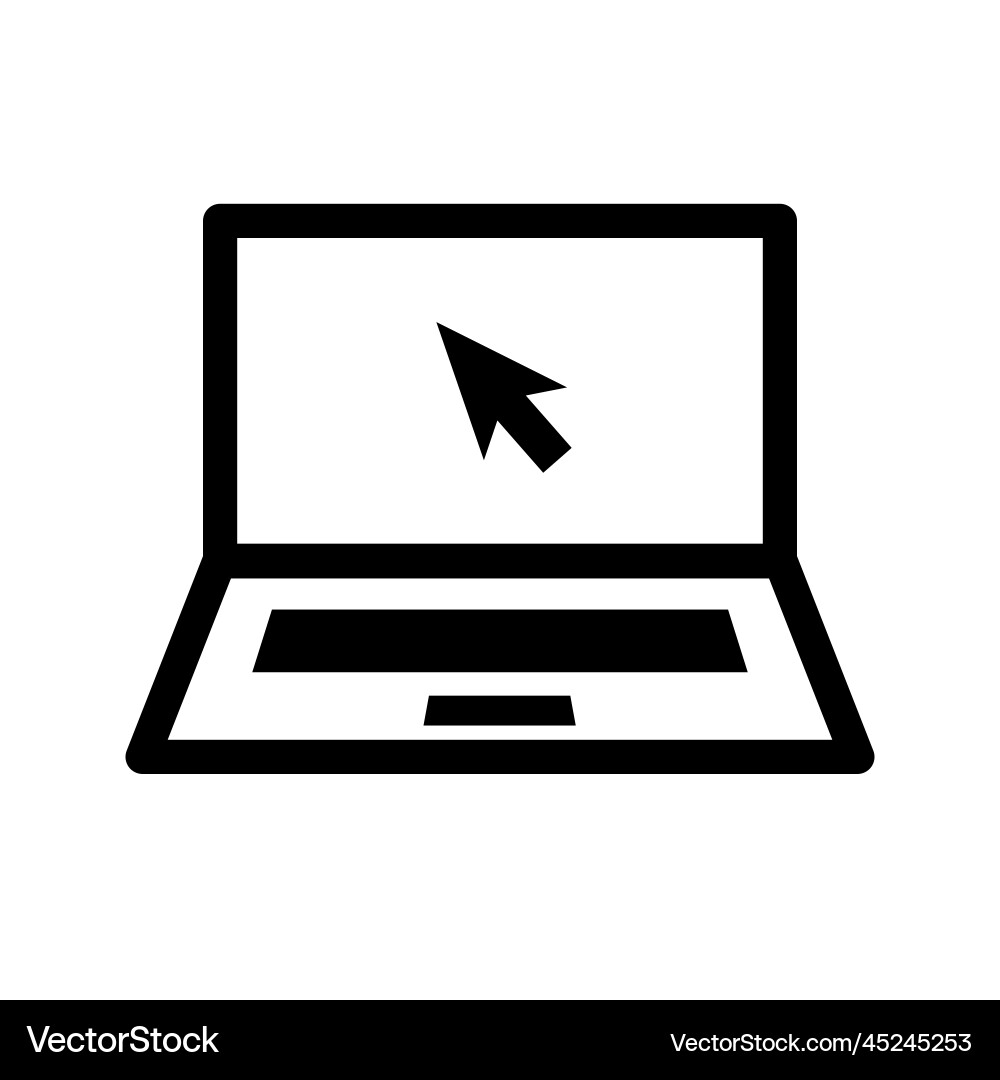 Laptop and mouse pointer or acomputer operation Laptop and mouse pointer or acomputer operation Vector Image
