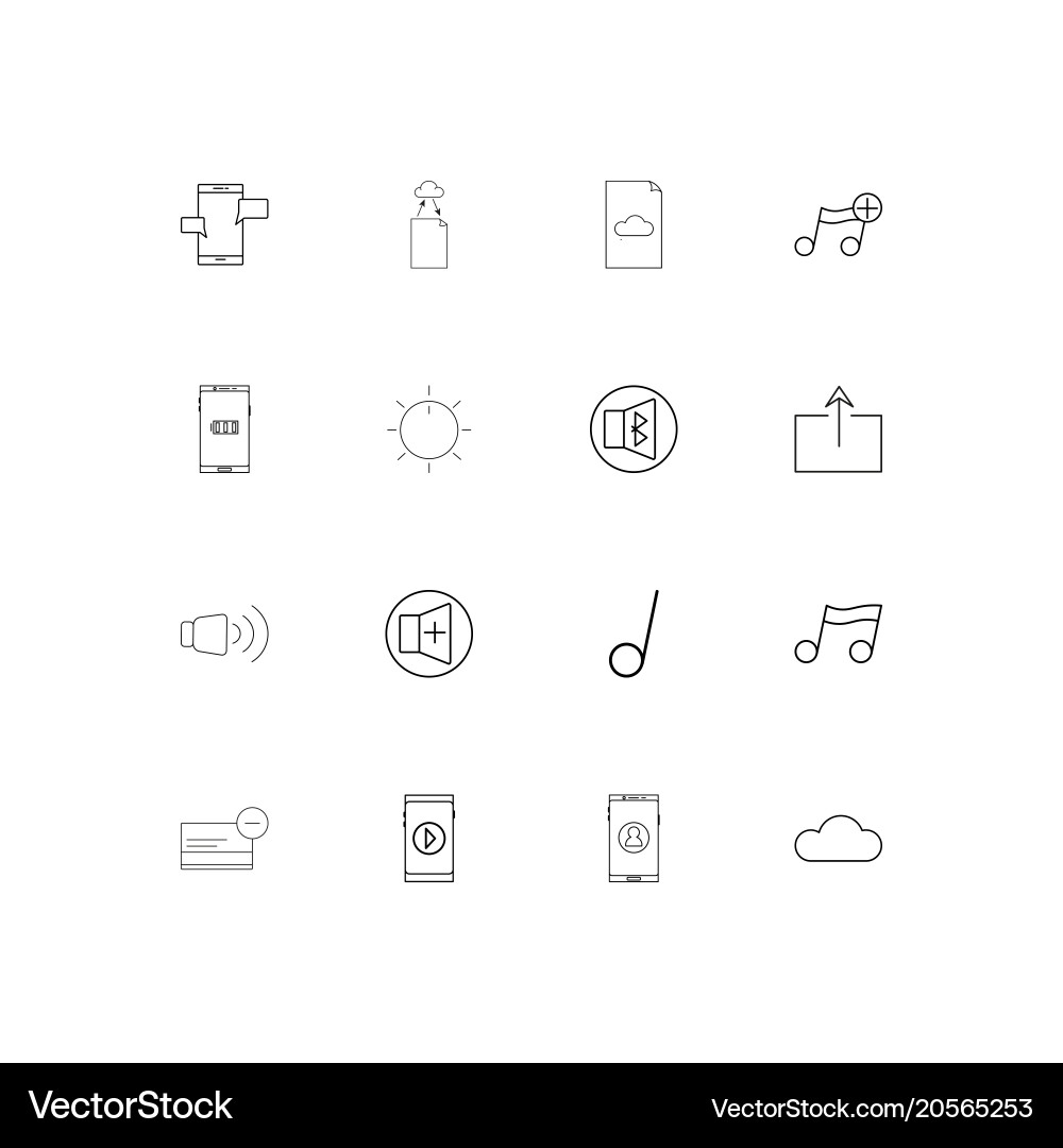 Music simple linear icons set outlined Vector Image