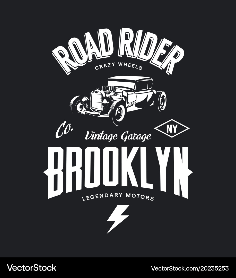 Retro Hot Rod Tee Shirt Logo Vector Image