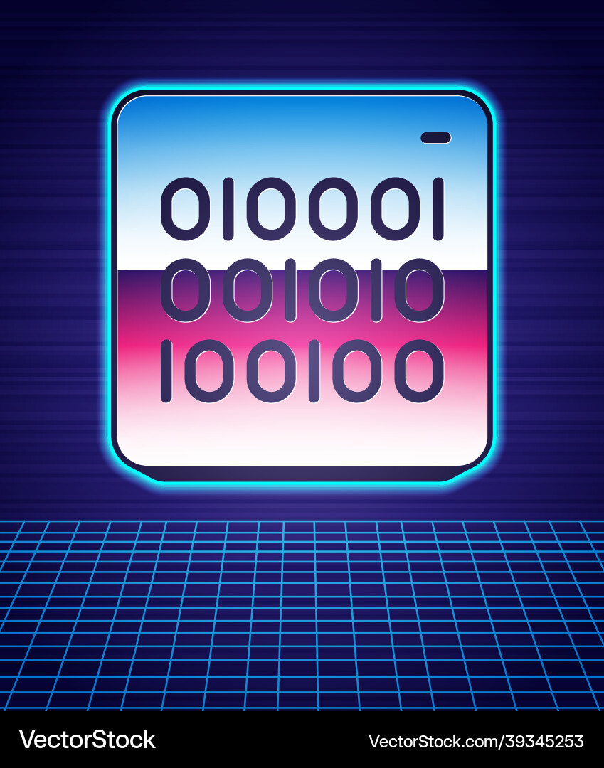 Retro style binary code icon isolated futuristic vector image