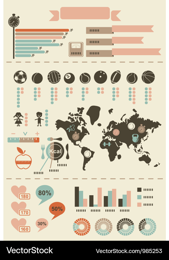 Retro UI Elements & Infographics vector image