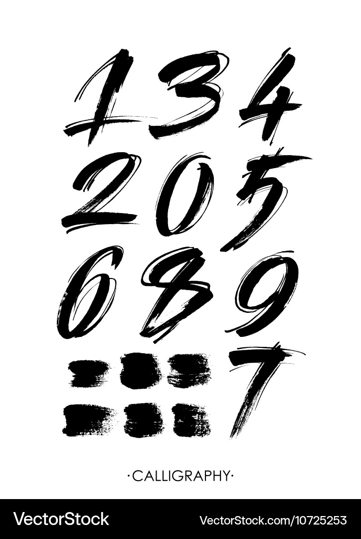 Set of calligraphic acrylic or ink numbers Vector Image