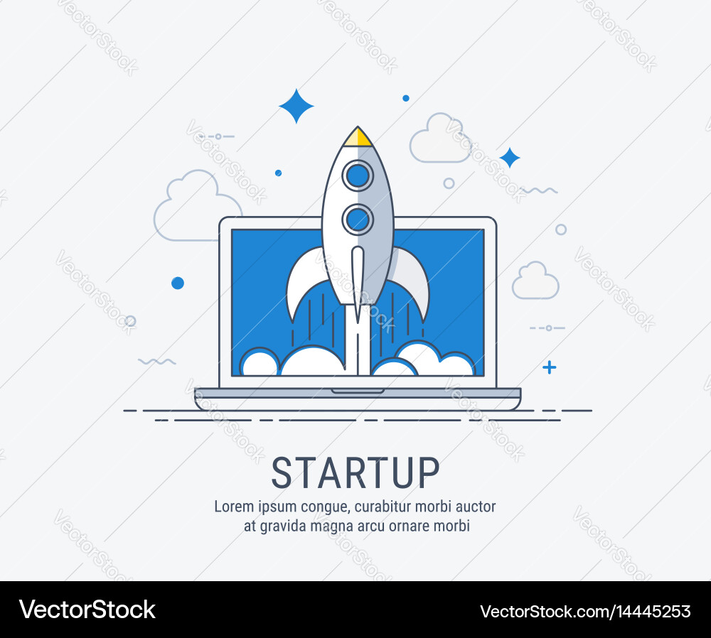 Startup Rocket Launch vector image
