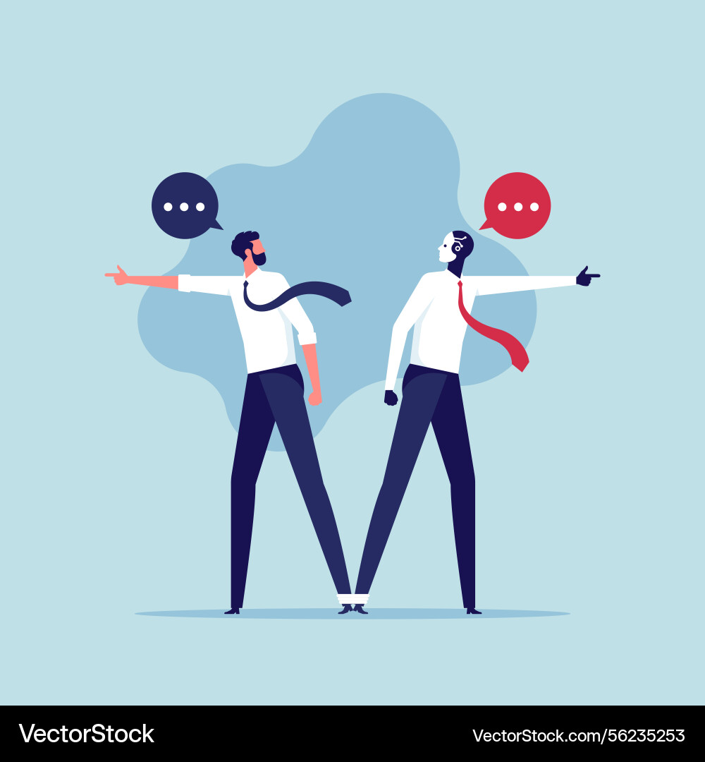 Think difference between a robot and man Think difference between a robot and man vector image