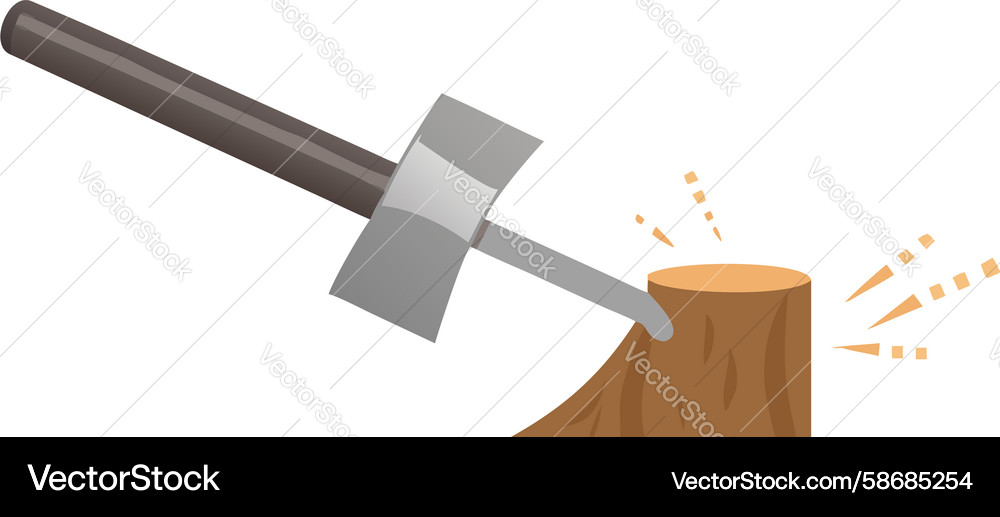 Axe powerfully splitting a log highlighting Vector Image