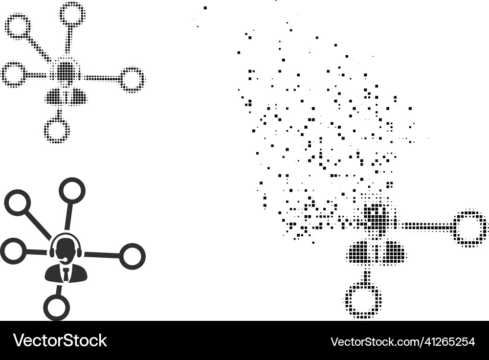 Disintegrating pixel and original call center Disintegrating pixel and original call center Vector Image