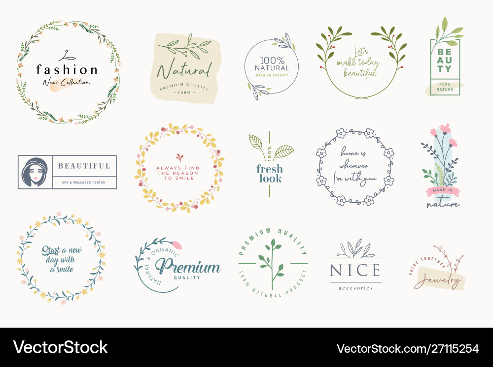Elegant Beauty Stickers & Badges Vector Image