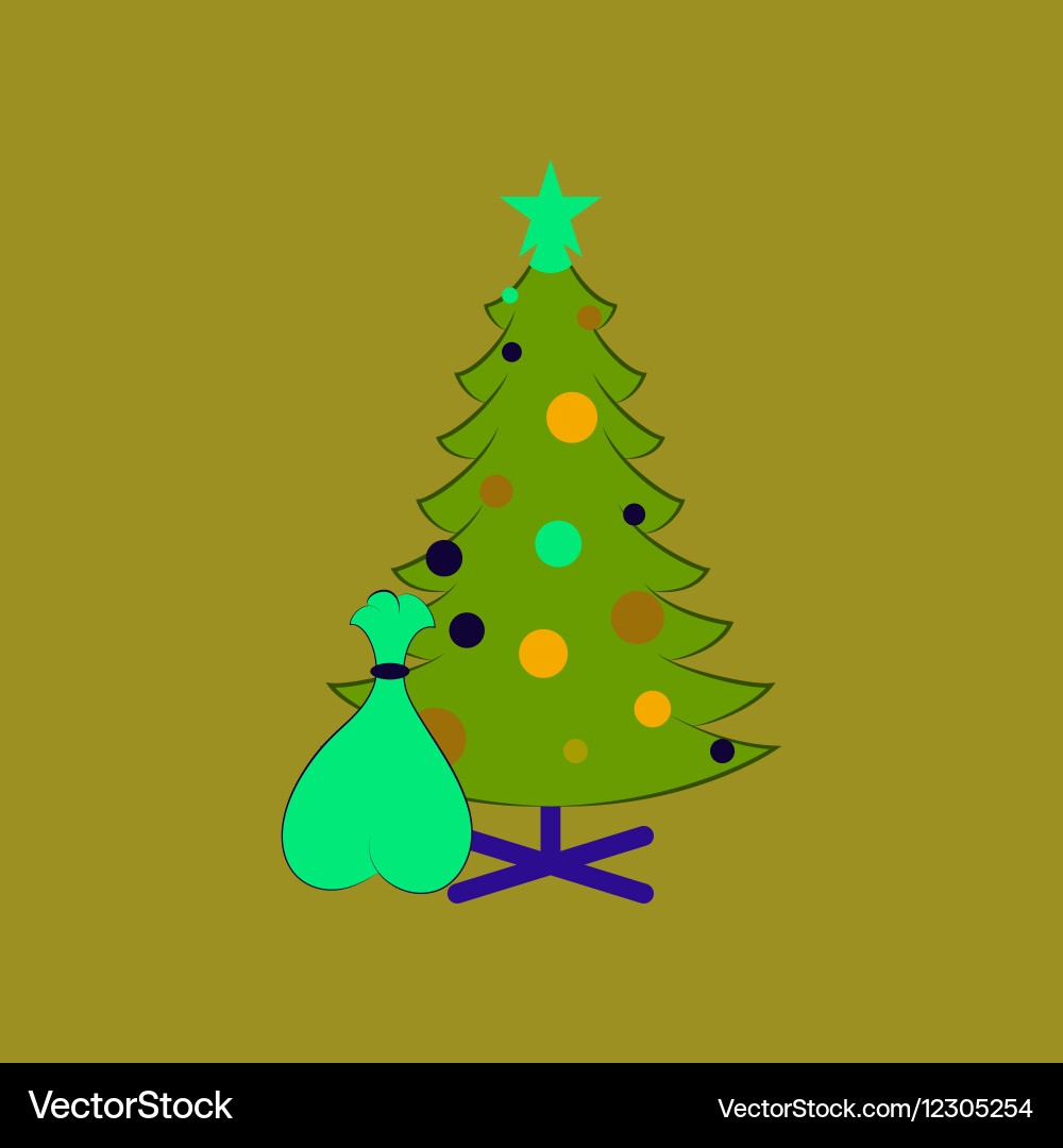 Flat on background of christmas tree Vector Image