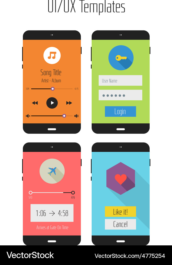 Flat ui or ux mobile apps kit Vector Image