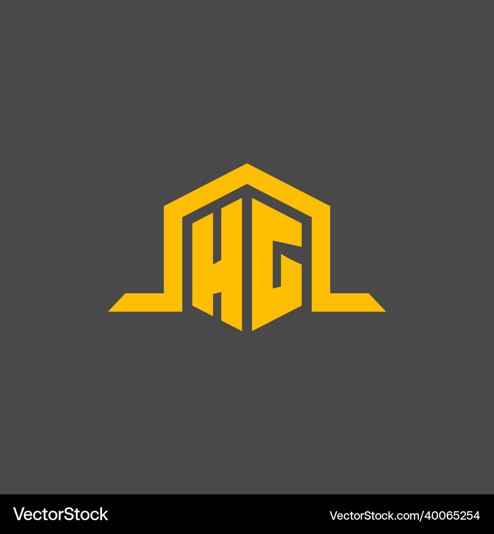 Hg monogram initial logo with hexagon style design Hg monogram initial logo with hexagon style design Vector Image