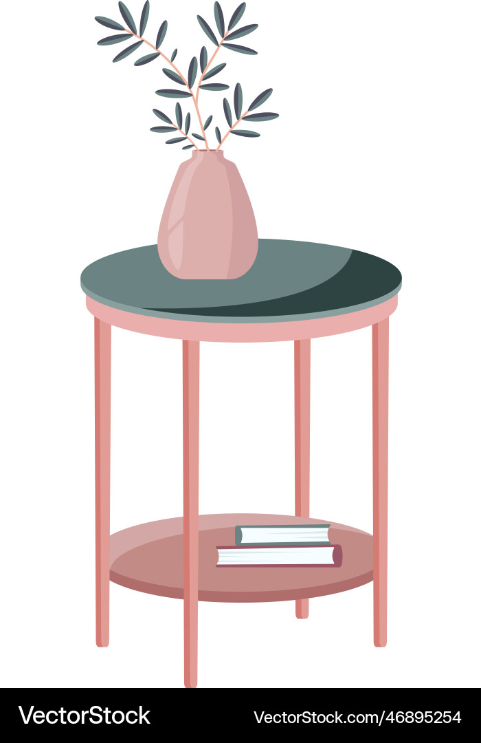 Isolated end table with vase Isolated end table with vase Vector Image