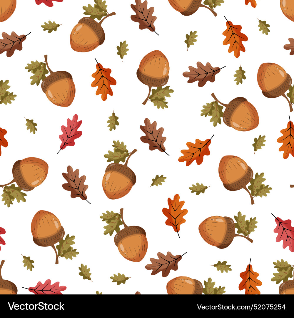 Seamless pattern with an acorn on a white Vector Image